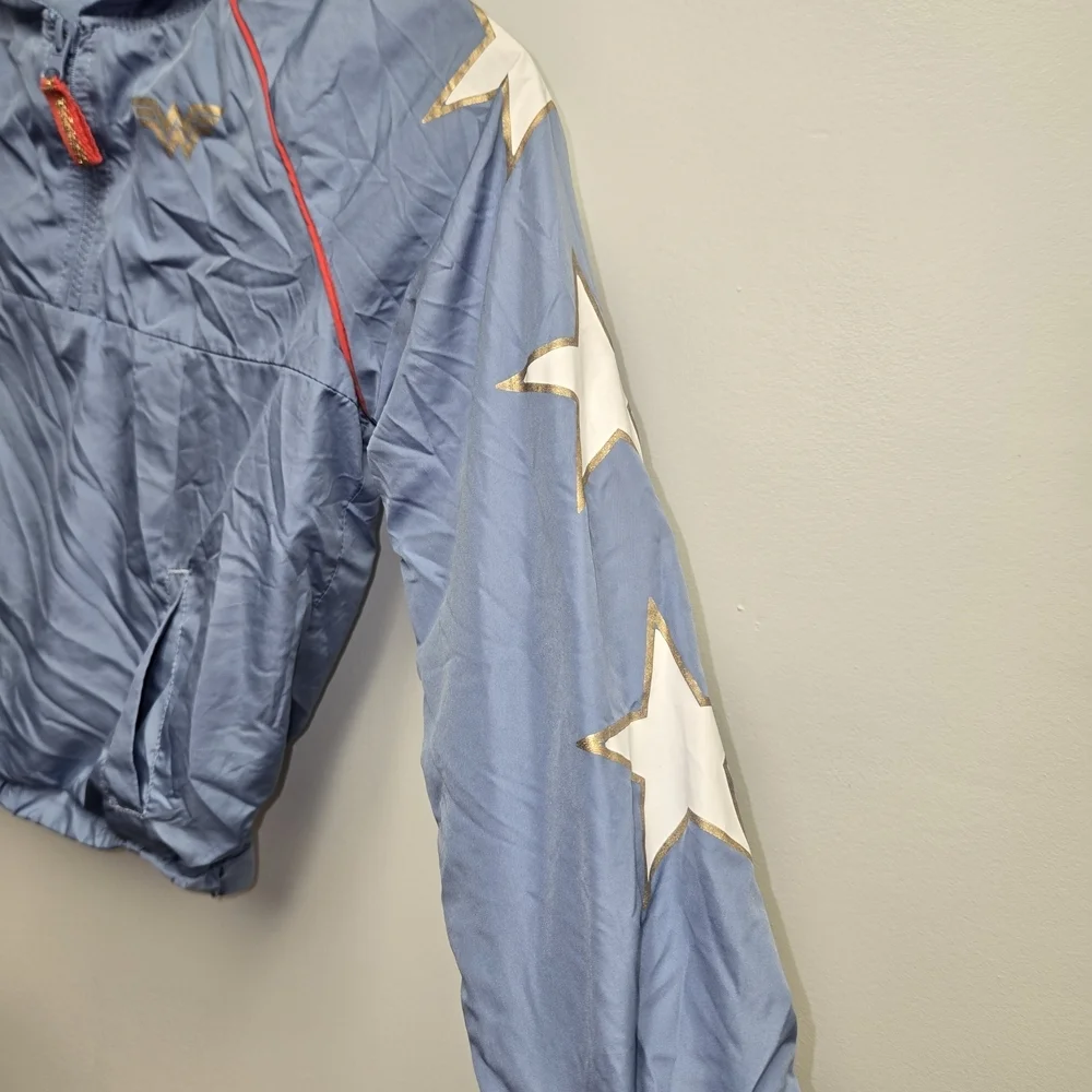 DC Comics Girls XS Wonder Woman Jacket Tiara Hood Windbreaker Pullover Costume 4